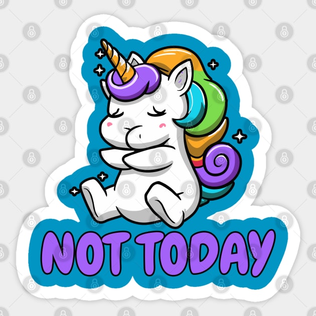 Not Today Lazy Unicorn Sticker by NAM Illustration